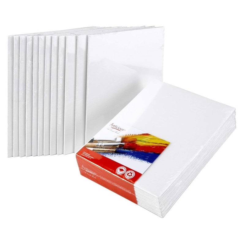 Artlicious Canvases for Painting - Pack of 12, 11 x 14 Inch Blank White Canvas Boards - 100% Cotton Art Panels for Oil, Acrylic & Watercolor Paint - Image 2